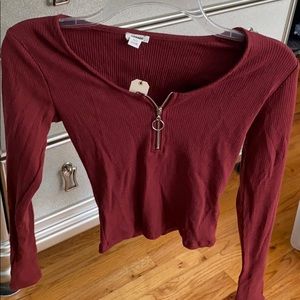 NEW maroon long sleeve crop top by GARAGE